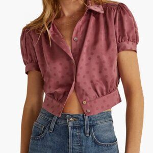 Favorite Daughter Mauve Polka Dot Blouse Size XS